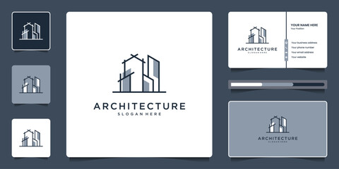 Minimalist elegant Architecture real estate logo and business card template