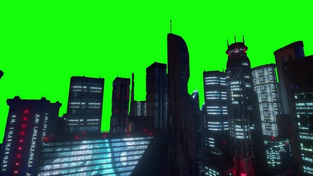 a futuristic city abstract modern sci-fi bright neon future. Panorama of a futuristic city 3d render
