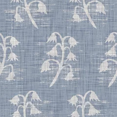 Behang Landelijke stijl Naadloze Franse boerderij bloemen linnen gedrukte achtergrond. Provence blauw grijs patroon textuur. Shabby chique stijl geweven achtergrond. Textiel rustiek scandi all-over print effect. Motief van aquarelverf