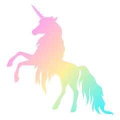 Silhouette of a unicorn. Rainbow silhouette on a white background. Element for creating design and decor.