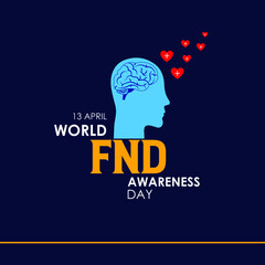World FND Awareness Day. April 13. Template for background, banner, card, poster. vector illustration.