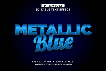 Metallic Blue Premium Editable Text Effect Font style