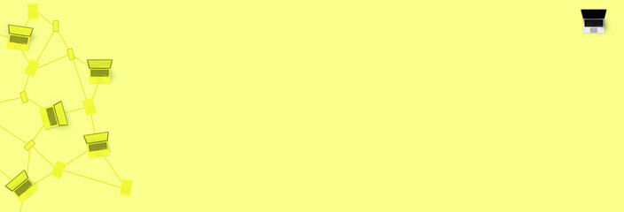 Background with computers, smartphones and tablets connected to a global network and one without connection. The concept is global communications, globalization and unification.