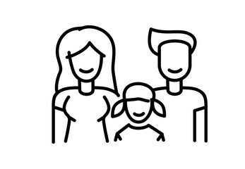 Family icon line sign. Father mother and daughter
