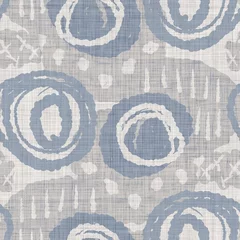 Keuken foto achterwand Landelijke stijl Naadloze Franse boerderij geo abstracte linnen bedrukte stof achtergrond. Provence blauw grijs patroon textuur. Shabby chique stijl geweven achtergrond. Textiel rustiek scandi all-over print effect. Waterverf.