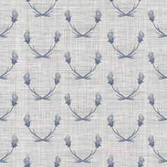 Foto op Aluminium Landelijke stijl Naadloze Franse boerderij bloemen linnen gedrukte achtergrond. Provence blauw grijs patroon textuur. Shabby chique stijl geweven achtergrond. Textiel rustiek scandi all-over print effect. Motief van aquarelverf