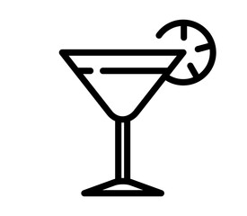 Cocktail party glass. Line icon for cafe menu