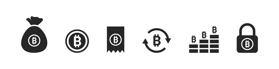 Currency icons. Bitcoin icons. Money signs. Finansial vector icons. Vector illustration