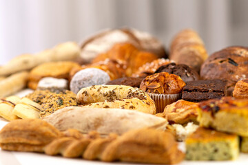 Delicious Fresh Pastries From Serbian Bakery. Selective focus, Vivid Colors.