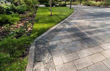 outdoor mosaic granite tiles in a public landscape park