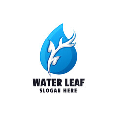 Water Leaf Gradient Logo Template