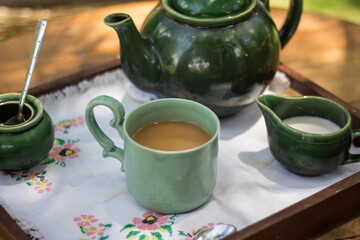 Obraz na płótnie Canvas teapot and cup of tea