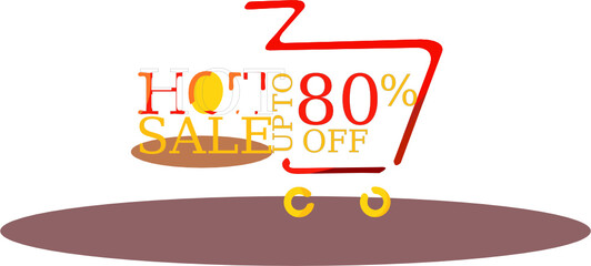 Naklejka premium discount and sale advertise design with word and cart symbol with white background