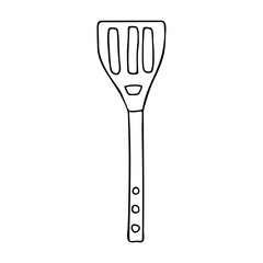 Doodle barbecue spatula icon in vector. Hand drawn barbecue spatula icon in vector. Doodle kitchen spatula illustration in vector