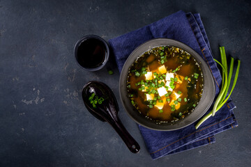 Portioned bowl with miso soup