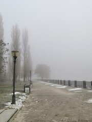 fog on the embankment