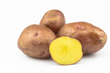 Potato by close up isolated on a white background.