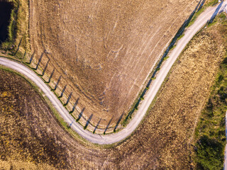 Aerial view of Val d'Orcia, Siena, Tuscany, Italy
