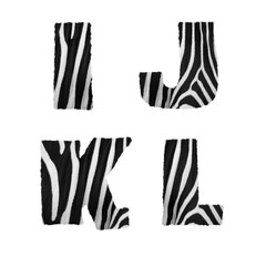 Zebra fur alphabet - letters I-L