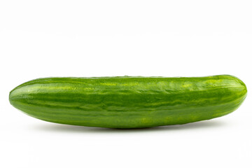 A large cucumber is isolated on a white background.