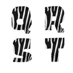 Zebra fur alphabet - letters Q-T