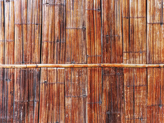 Full Frame Background of Old Brown Bamboo Fence