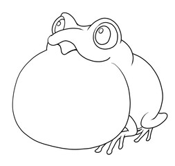 お腹を膨らませたカエルの線画