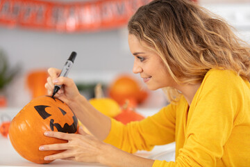 holidays halloween decoration and people concept