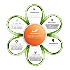 Flower options infographics template. Timeline report. Infographics for business presentations or information banner.