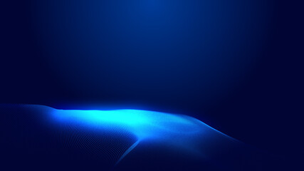 Dot blue wave light screen gradient texture background. Abstract  technology big data digital background. 3d rendering.