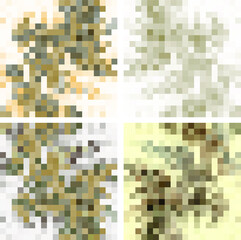 A set of light mosaic abstract backgrounds for the design of printed products. Illustration. Vector, eps10.