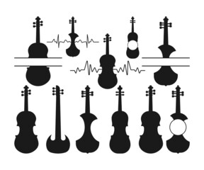 Violin SVG Bundle, Violinist SVG, Heartbeat Violin File, Violin Silhouette, Violin monogram svg, Orchestra Instrument SVG, Violin Dxf, Png 