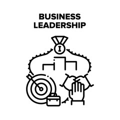 Business Leadership Team Vector Icon Concept. Business Leadership Team Cooperation And Achievement, Win Competitive Company Game And Teamwork. Colleagues Working Black Illustration