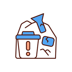 E-waste dumping RGB color icon. E-trash in landfill. Electrical and electronic devices disposal. Dismantling centre. Discarded toxic and hazardous materials. Isolated vector illustration