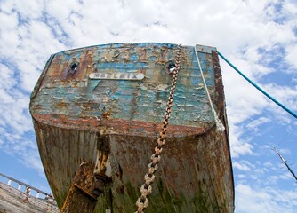 Camaret-sur-Mer France - 13 June 2017 - Old fishing boat in harbour of Camaret-sur-Mer in Bretagne France