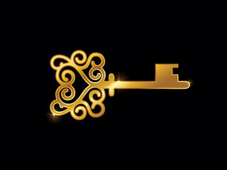 Golden Love key glyph icon love