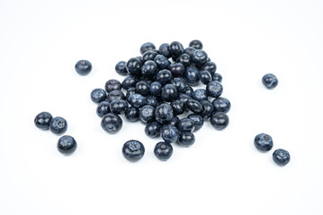 Group of fresh ripe blueberries on white background