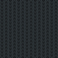 White zig zag lines and black background. Monochrome wavy lines pattern. Vector.