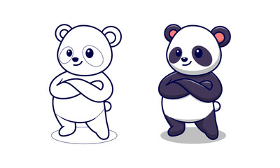 Obraz na płótnie Canvas Cute panda cartoon coloring pages for kids