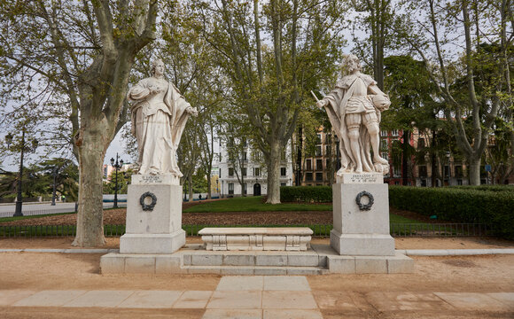 Statues of Goths Kings at Oriente Square in Madrid, Spain