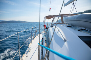 Sailing luxury yacht in the sea at sunny day, Croatia