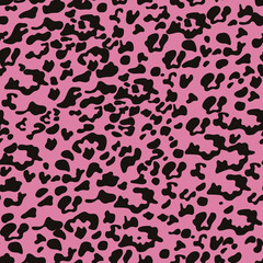 Leopard. Seamless pink ornament, trendy color background. Vector illustration. Small pattern, print, wallpaper, fabric, packaging, website 