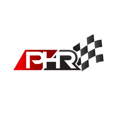 Racing sign with letter PHR on the white background
