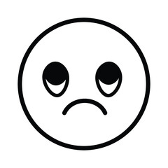 Cute solid line social media pleading face emoji on white background. Royalty-free.