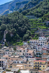 Fototapeta na wymiar Beautiful view in Positano, Mountains, Amalfi Coast, Italy.