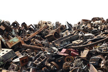 Mountain of scrap metal ready for recycling