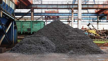 A mountain of metal shavings after recycling scrap metal