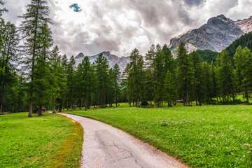 Hiking trail in the Dolomites, Italy.