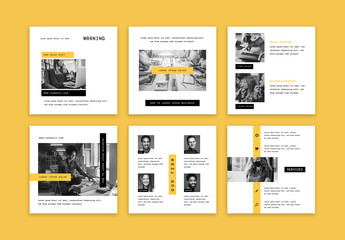 Corporate Social Media Layouts with Yellow Accent