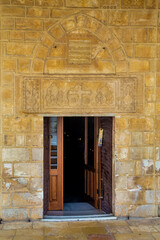 Entrance to the Greek Orthodox Church of the Annunciation in Nazareth, Israel.